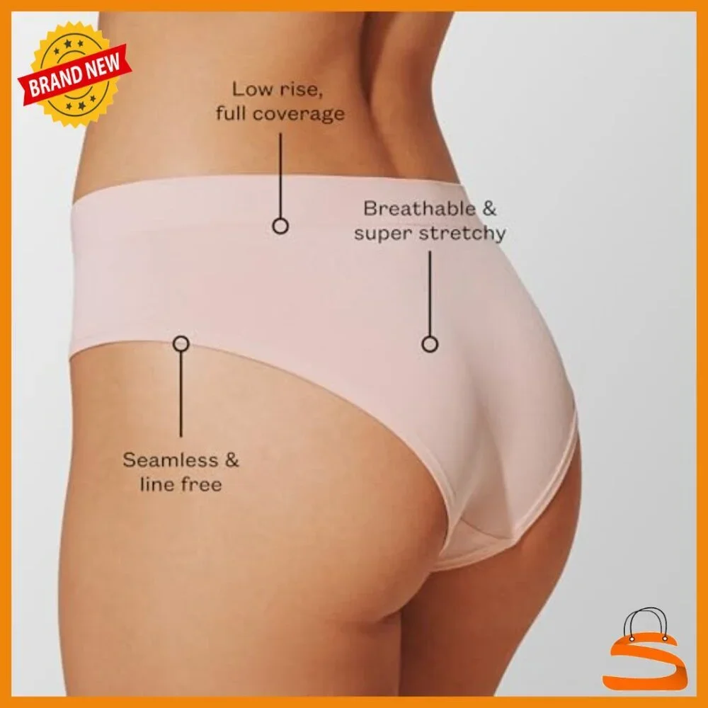 Seamless Hipster Panties Set, 5-Pack, Breathable Nylon Spandex, Low Rise